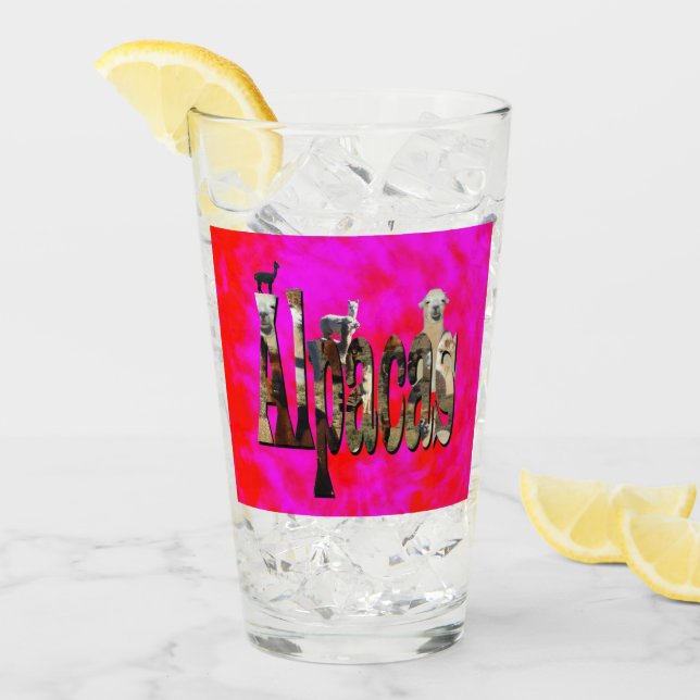 Rot-Rosa-Alpaca-Logo-Design, Glas (Vorderseite Ice)