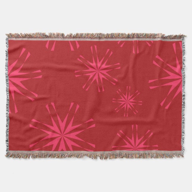 Rot, rosa, cool angesagte moderne Blume abstrakt Decke (Vorderseite)