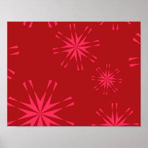 Rot, rosa, cool angesagte moderne Blume abstrakt Poster