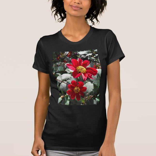 Rot-Rosa-Disy / Gänseblümchen Blume T-Shirt (Vorderseite)