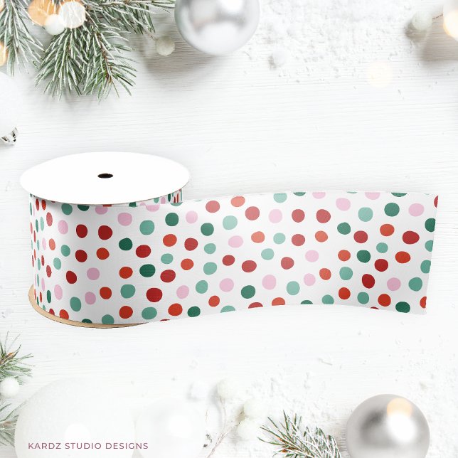 Rot, Rosa, grüner Weihnachtsmann Confetti Ribbon Satinband (Ribbon shown in 3 inches wide. Choose size and satin or grosgrain finish.)