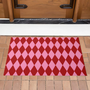 Rot Rosa Harlekin Karomuster Design Fußmatte