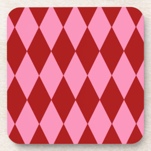 Rot Rosa Harlekin Karomuster Design Getränkeuntersetzer
