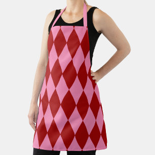 Rot Rosa Harlekin Karomuster Design Schürze