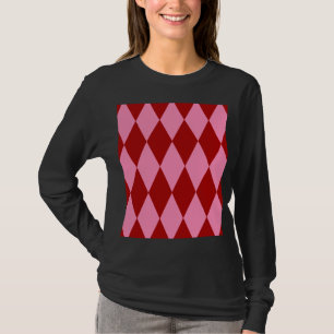 Rot-Rosa-Harlekin-Karuomuster-Design T-Shirt