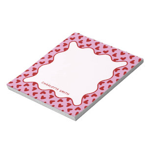 Rot rosa Herzen Muster Valentinsgeschenk Notizbloc Notizblock