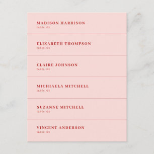 Rot-Rosa-Hochzeit-Platzkarte DIY Einladung