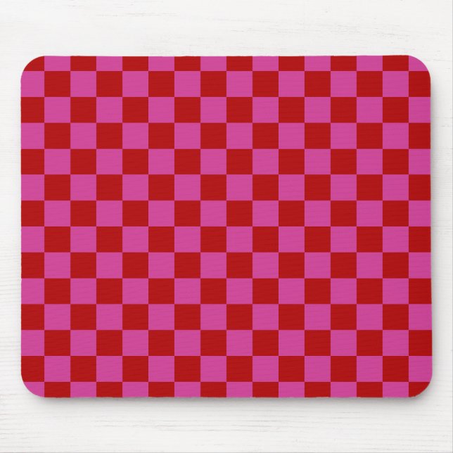 Rot + Rosa Karo Prüfmuster Mousepad (Vorne)