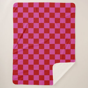Rot + Rosa Karo Prüfmuster Sherpadecke