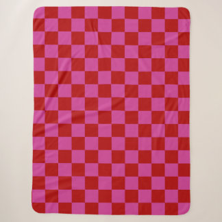 Rot + Rosa Karo Prüfmuster Sherpadecke