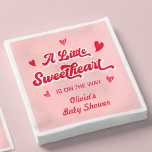 Rot Rosa Kleiner Schatz Valentinstag Baby Shower Serviette