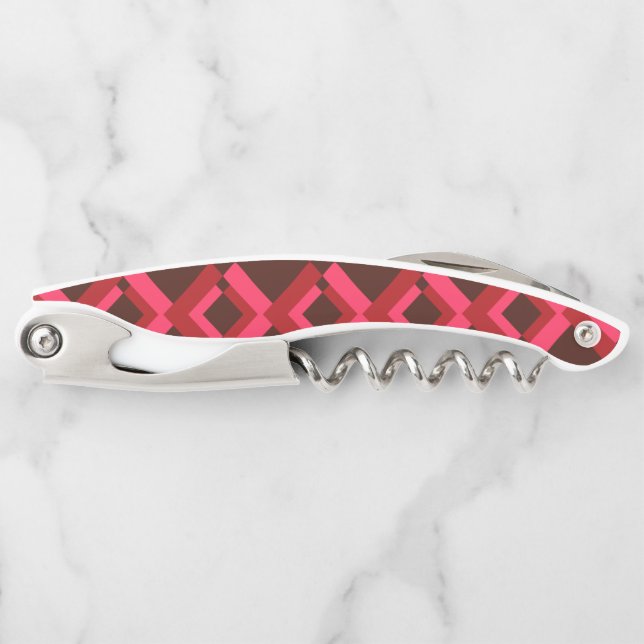 Rot, Rosa, kühn, lebhaft, cool, trendig geometrisc Kellnermesser (Vorderseite)