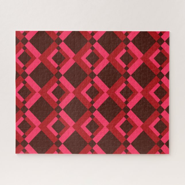 Rot, Rosa, kühn, lebhaft, cool, trendig geometrisc Puzzle (Horizontal)