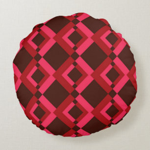 Rot, Rosa, kühn, lebhaft, cool, trendig geometrisc Rundes Kissen
