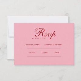 Rot rosa Minimalist Elegant | RSVP & QR Website Karte