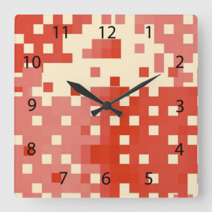 Rot-Rosa-Pixel-Muster Quadratische Wanduhr