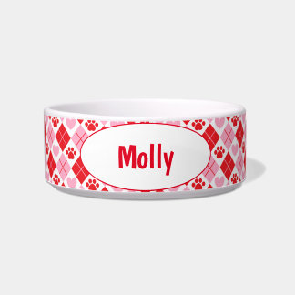 Rot-Rosa-Raute und Herz-Paw-Druck Napf