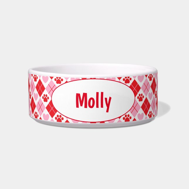 Rot-Rosa-Raute und Herz-Paw-Druck Napf (Vorderseite)