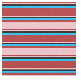 Rot, Rosa, Schwarz und Tiefblaue Streifen Stoff