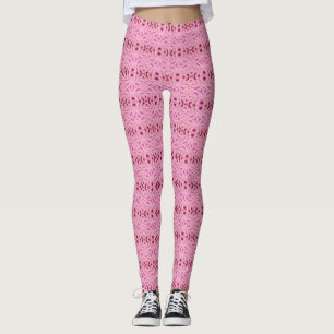 Rot, rosa Spitzen Deko Kettenmuster Leggings
