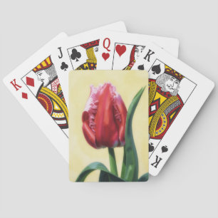 Rot-rosa Tulpen-Blumenkunst Spielkarten