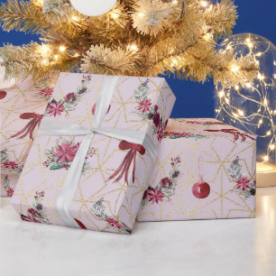 Rot, Rosa und Gold Weihnachtswrapping Papier Geschenkpapier