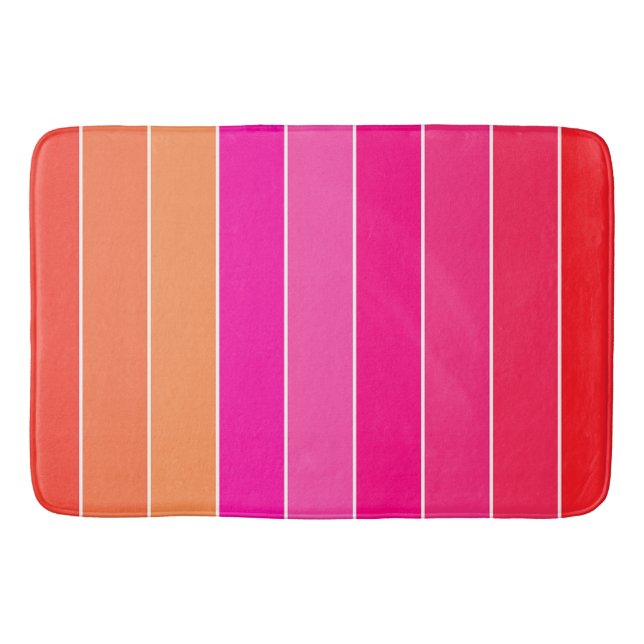 Rot, Rosa und Orange Streifen Badematte (Vorderseite)