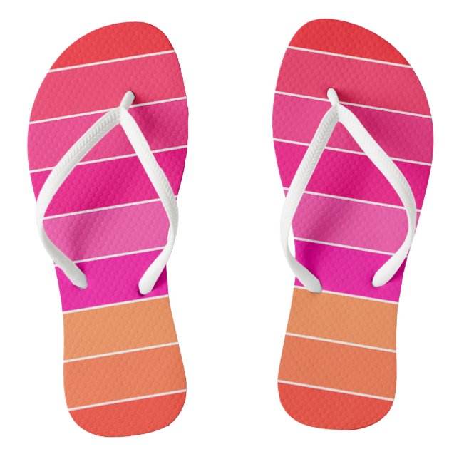 Rot, Rosa und Orange Streifen Flip Flops (Fußbett)
