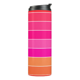 Rot, Rosa und Orange Streifen Thermosbecher