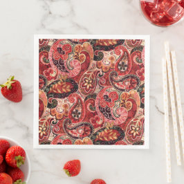 Rot, Rosa und Vintag Paisley Floral Serviette