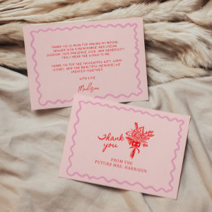 Rot Rosa Whimsical Handgeschrieben Dankeskarte