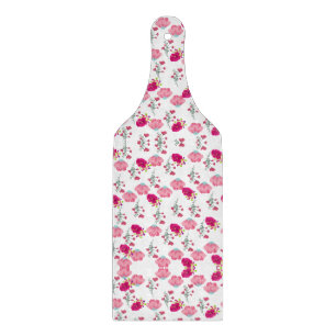 Rot & Rosé symmetrisches Blumen-Gartenmuster Schneidebrett