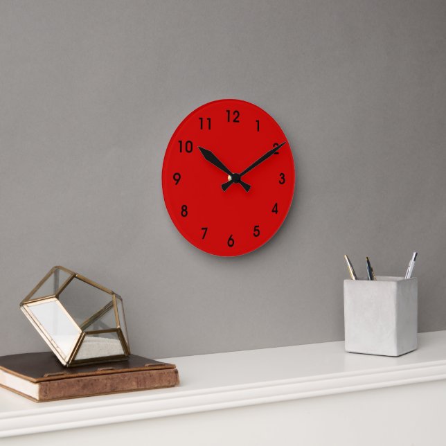 Rot-rot, Party rot, einfarbig, Runde Wanduhr (Büro)