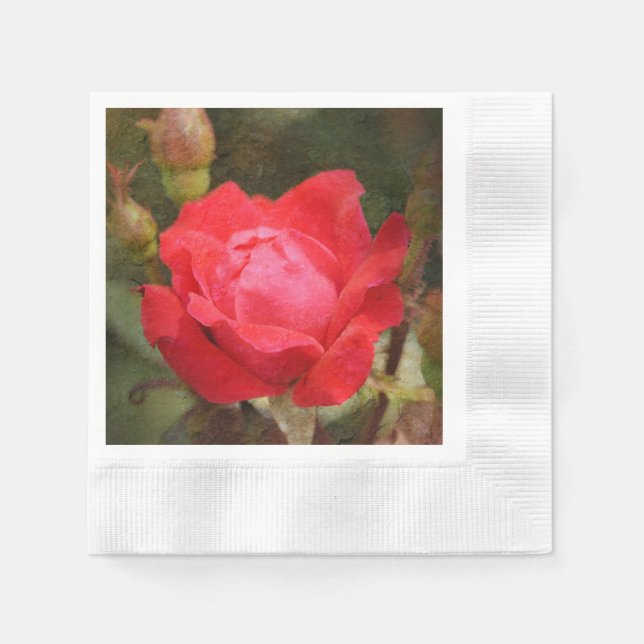 Rot, Rote Rose Serviette (Vorderseite)