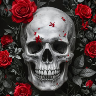 Rot rote Rosen Schädel – Decoupage Papier