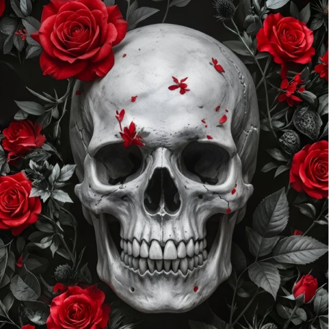 Rot rote Rosen Schädel – Decoupage Papier (Von Creator hochgeladen)