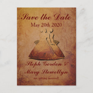 Rot-rustikal Lesbisch Save the Date Postkarte