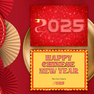 Rot-Schlangen-Chinesisches Neujahr 2025 Feiertagskarte