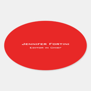 Rot Schlicht Elegante Moderne Minimalistische Ovaler Aufkleber