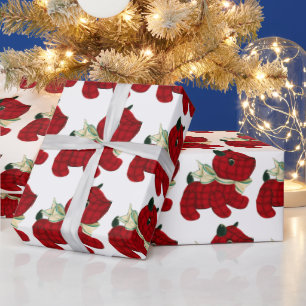 Rot, Schottisch Kariert, Terrier Dog, Weihnachten Geschenkpapier