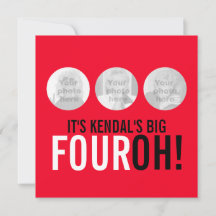 Rot & Schwarz 40. FOUROH! Foto Geburtstag einladen