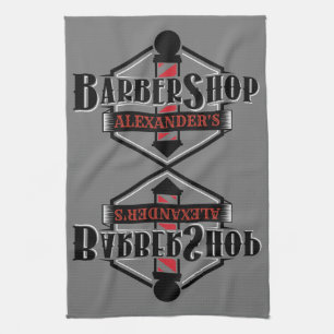 Rot-Schwarz-Barbier Logo-Bar-Tuch personalisieren Geschirrtuch