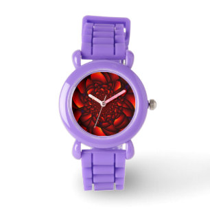 Rot Schwarz Blaue Blütenblätter Armbanduhr