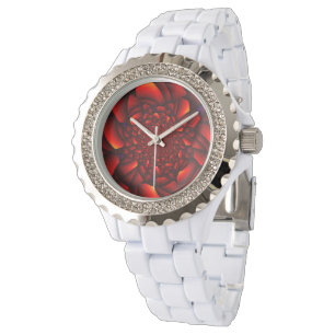 Rot Schwarz Blaue Blütenblätter Armbanduhr