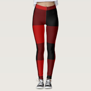 Rot & Schwarz Büffel Karo Kariert Leggings