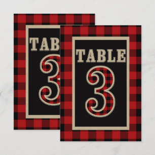 Rot & Schwarz Büffel Karo Rustikale Tischnummer 3