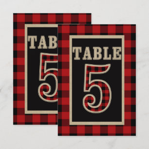 Rot & Schwarz Büffel Karo Rustikale Tischnummer 5