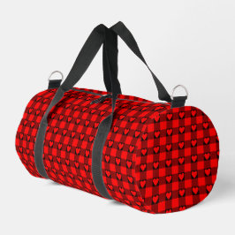 Rot-Schwarz-Büffelherz-Karo Duffle Bag
