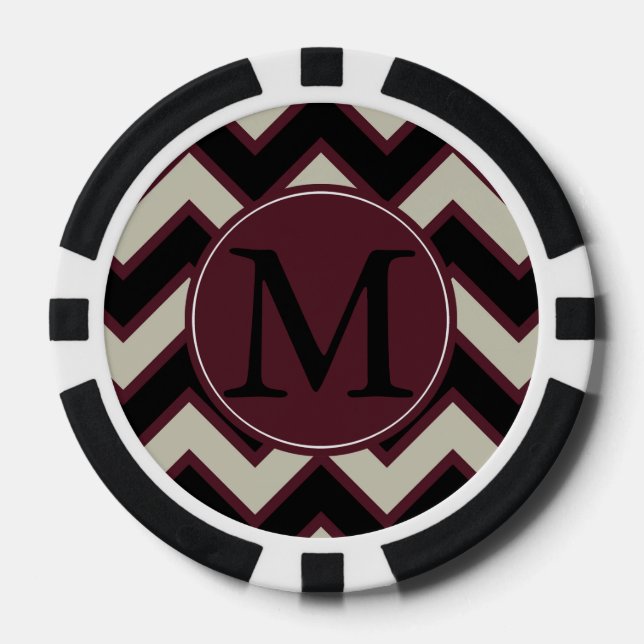 Rot-Schwarz-Chevron-Monogramm Pokerchips (Vorderseite)