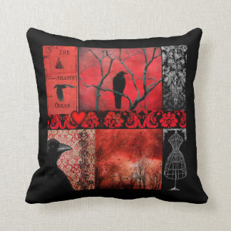 Rot-Schwarz-Crow-Kunst Kissen